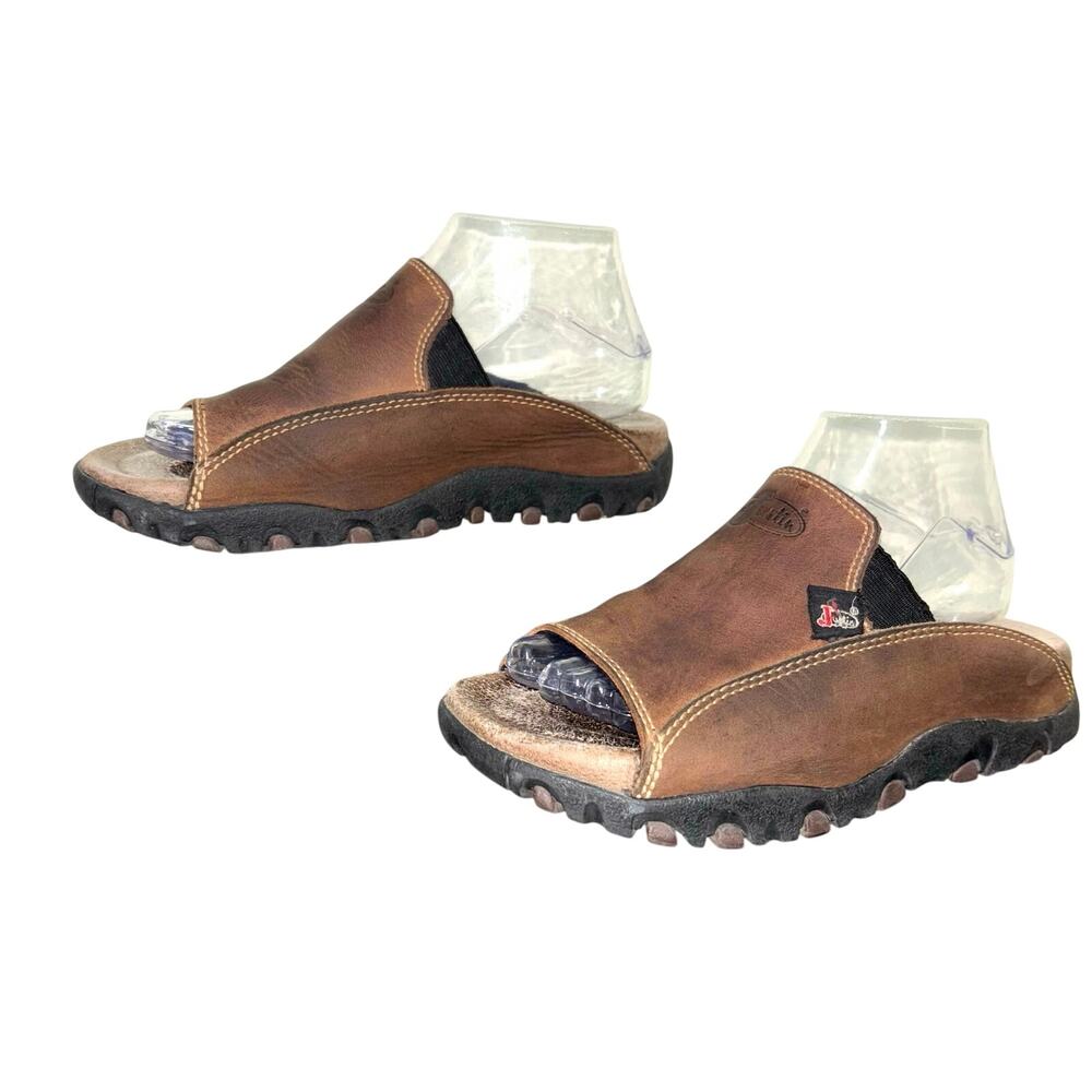 Justin Brown Leather Slide Sandals Comfort Mule Slip On Western Women’s 7